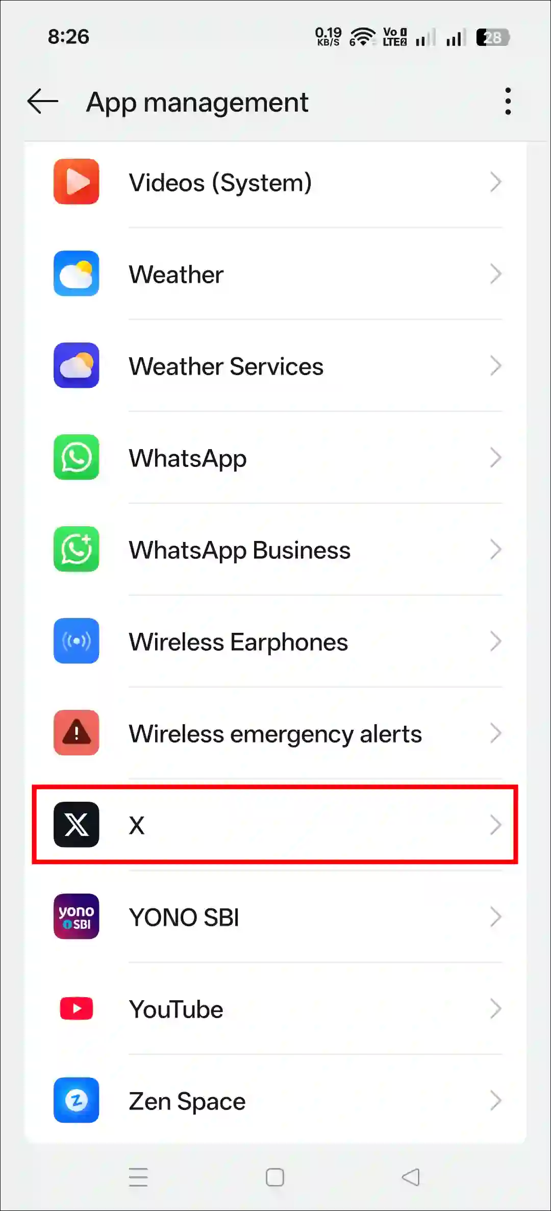 x app settings android