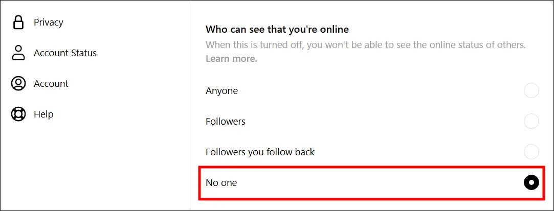 Disable active status on Threads on PC