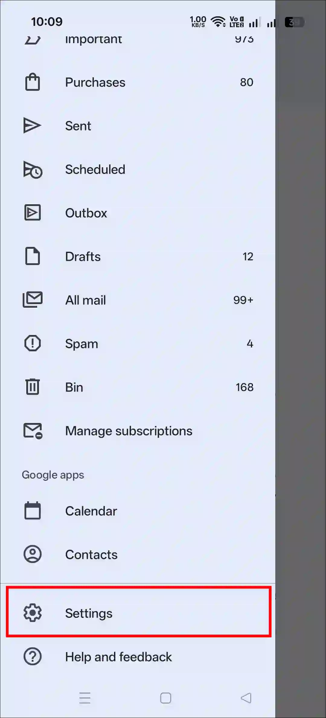 gmail app settings