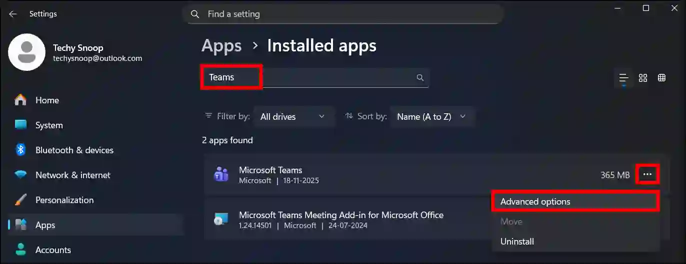 repair microsoft teams windows 11