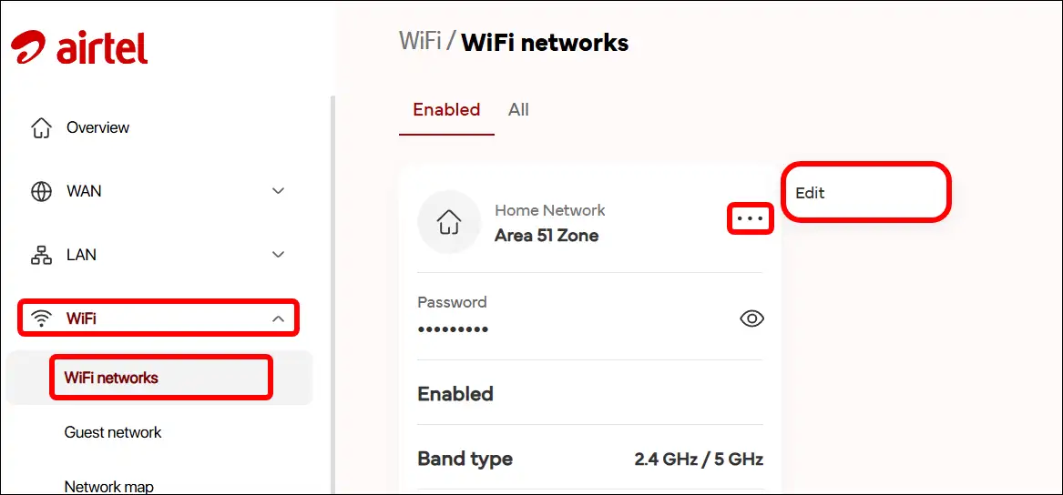 airtel airfiber router wifi networks edit