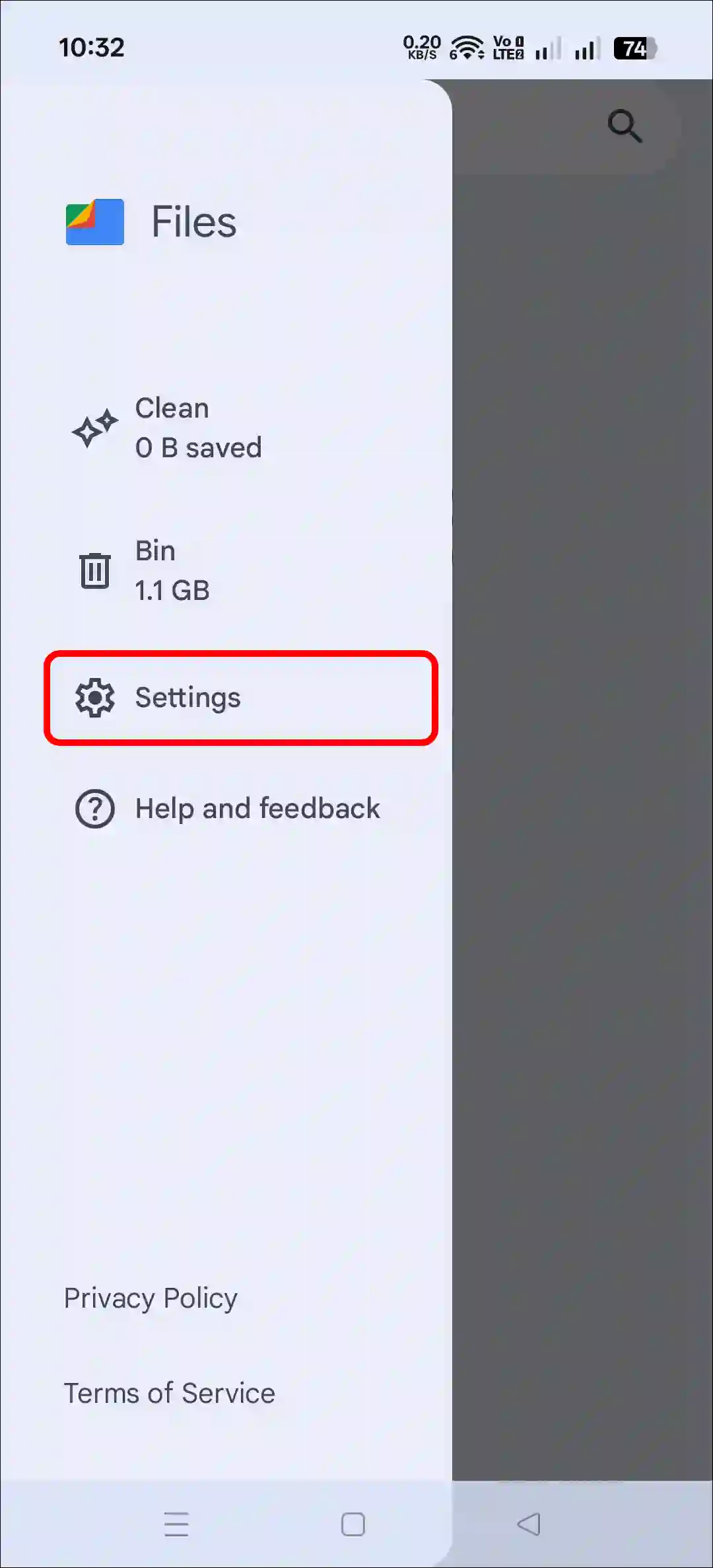 google files settings