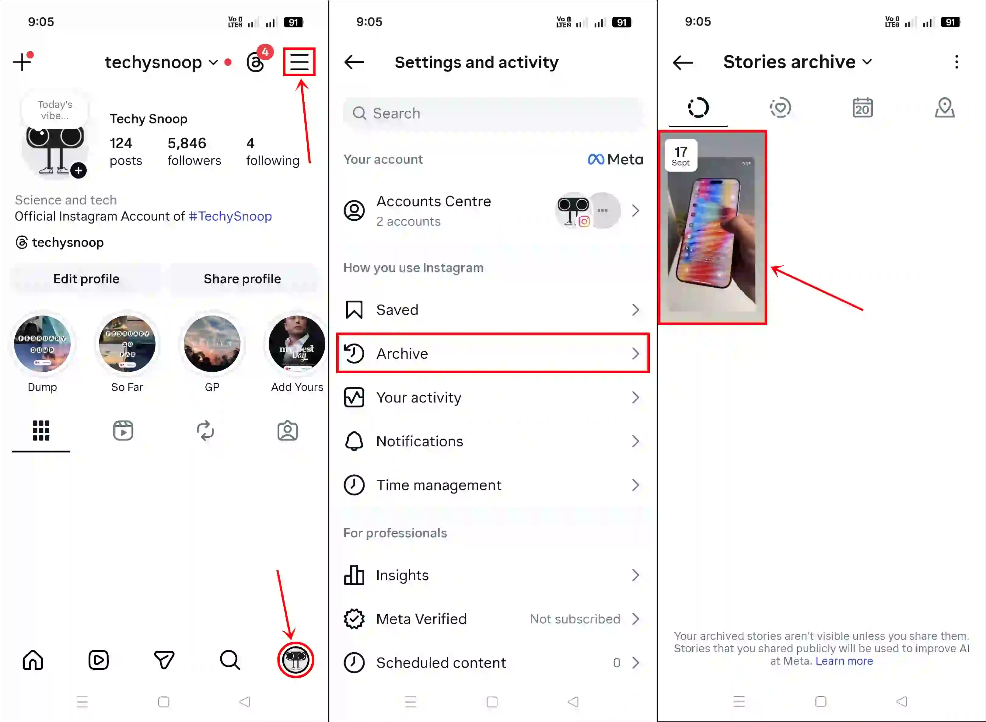 see archived instagram stories