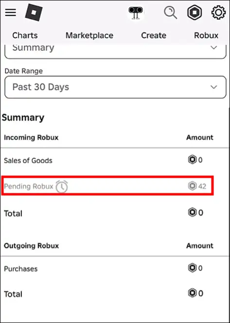 See your Roblox's pending robux on Android or iPhone