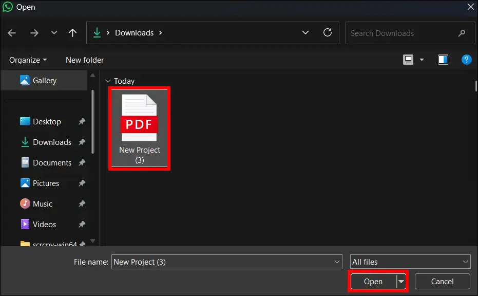 send a pdf in whatsapp from pc
