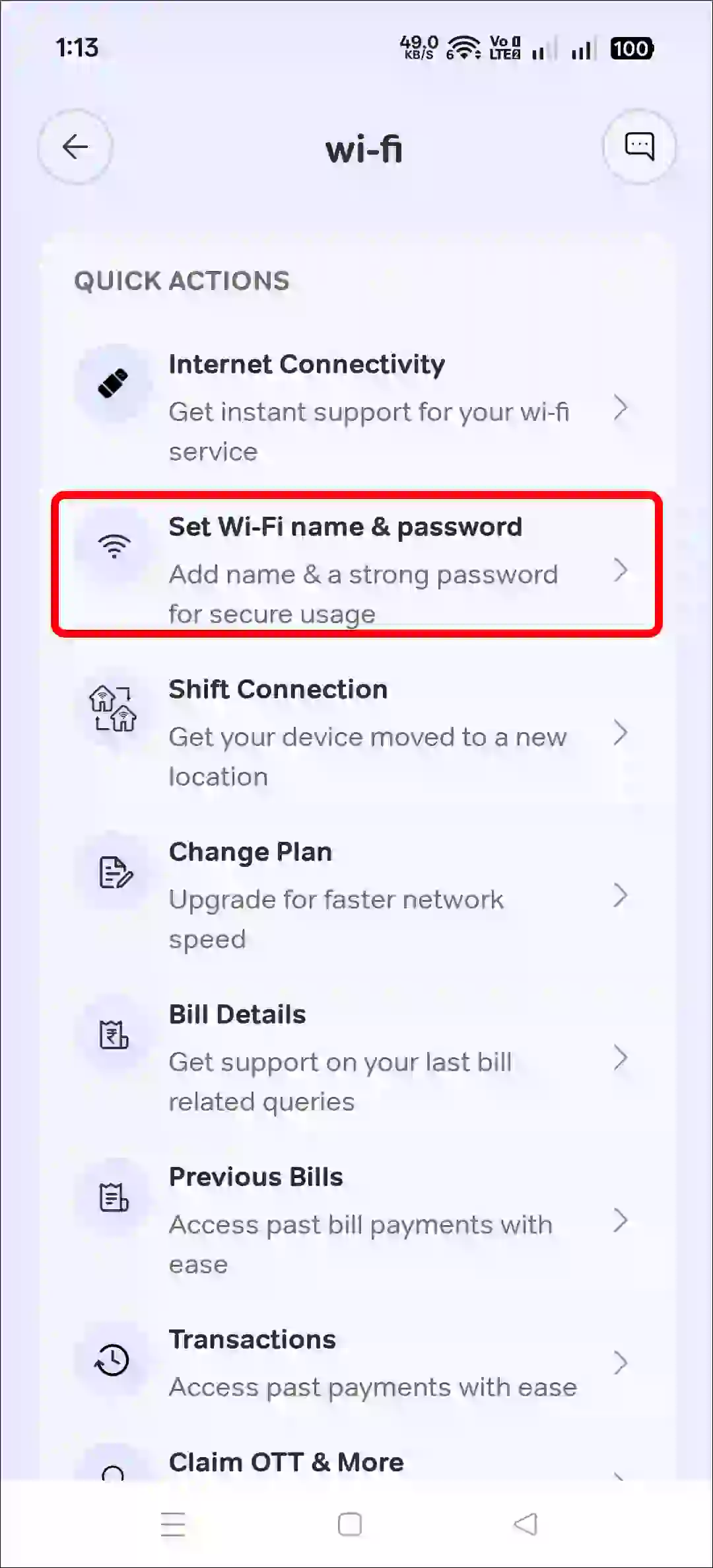 Set up a new wifi name and password for Airtel AirFiber