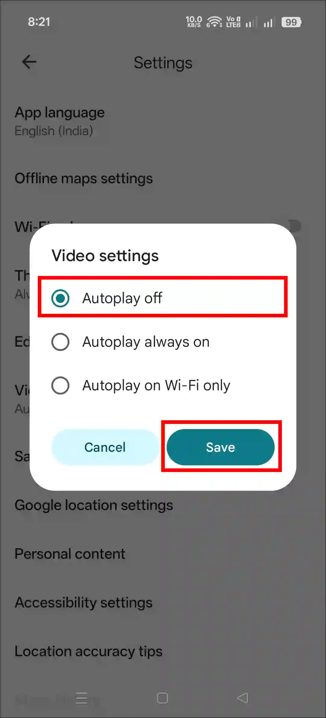 Turn off autoplay videos in google maps