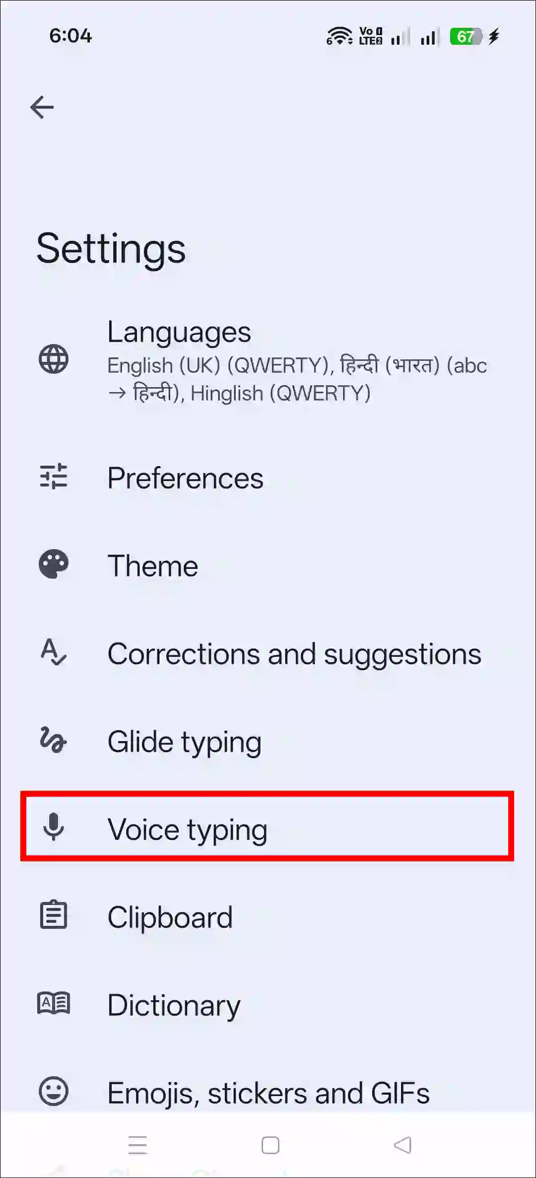 turn off voice typing on gboard