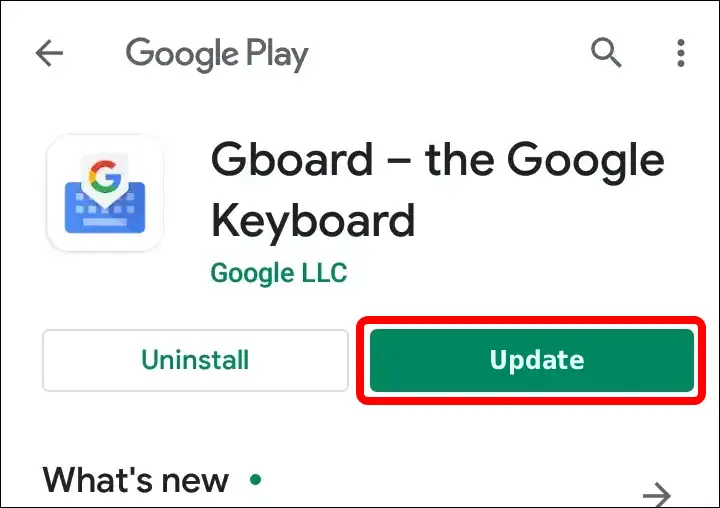 How to update gboard from play store on android