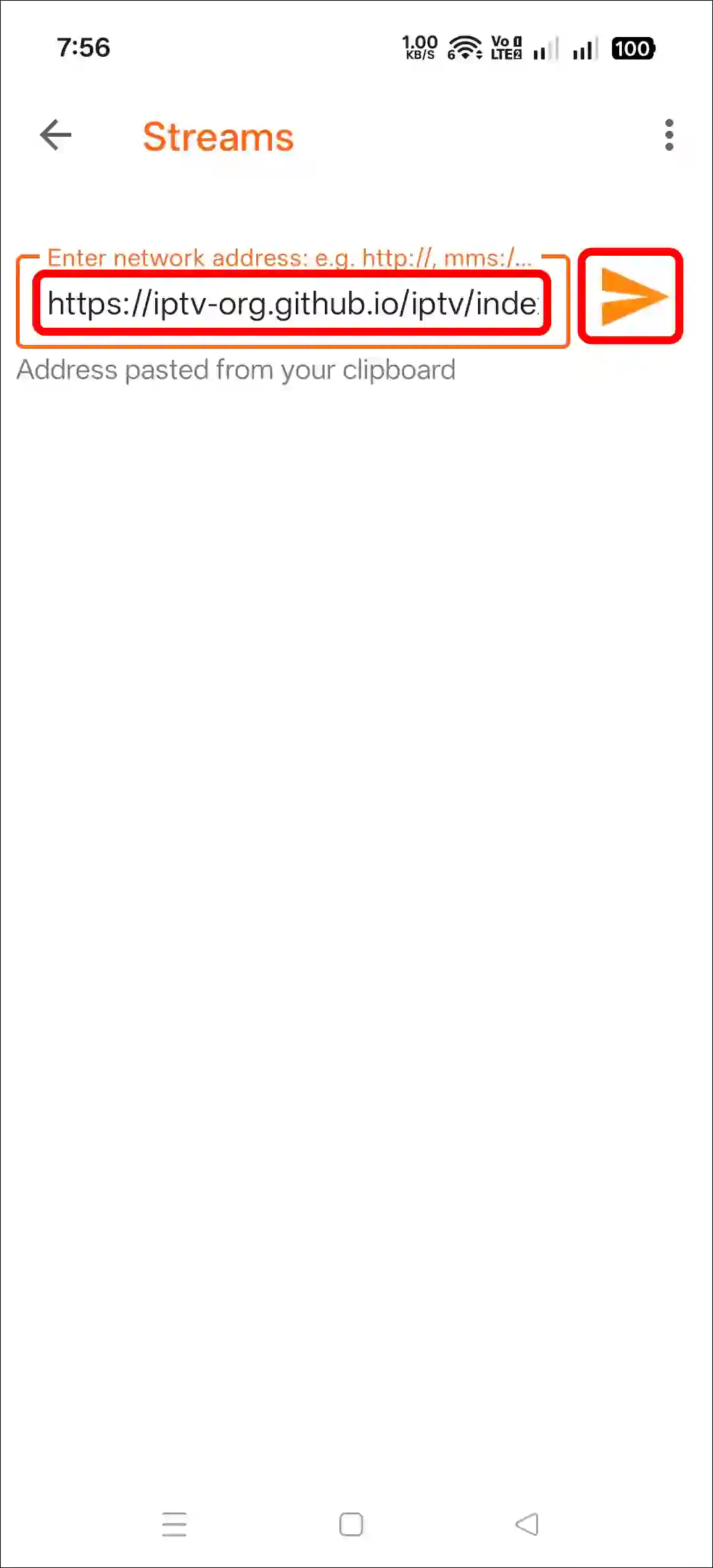 Add IPTV M3U list in VLC Player on Android