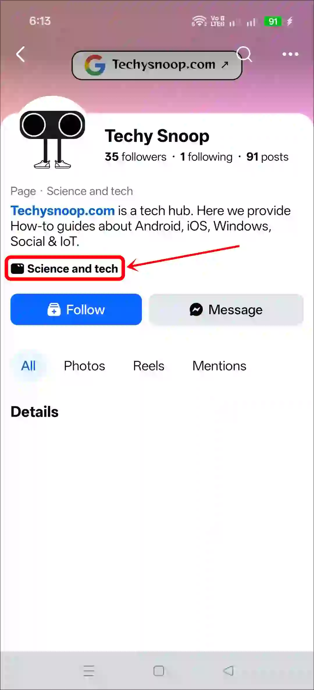 check when a facebook account was created on mobile