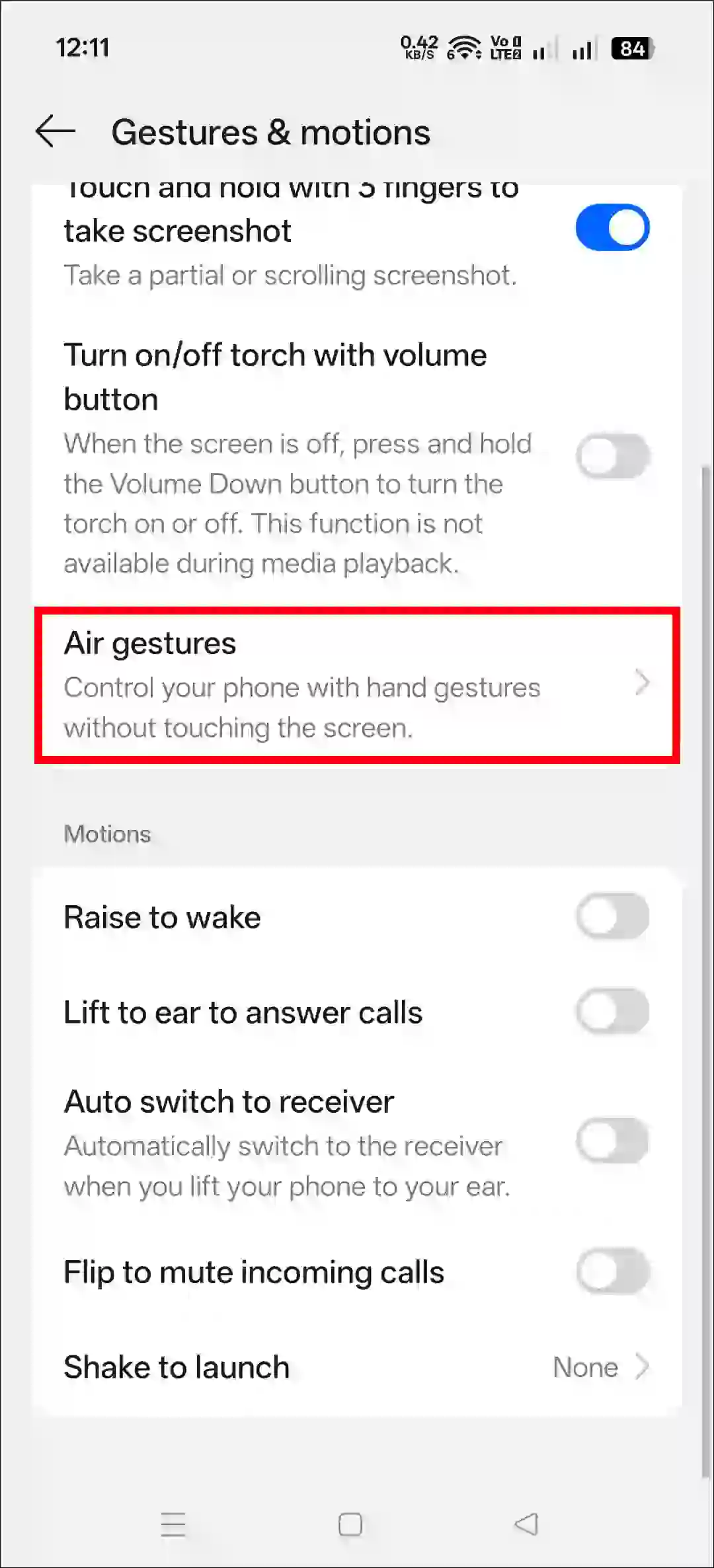 Enable air scroll gestures in your Oppo phone