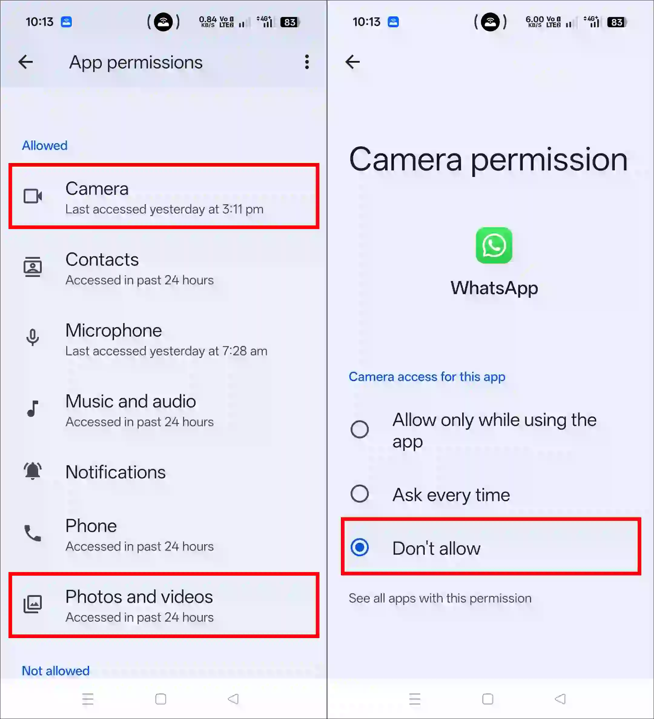 re-allow permissions for whatsapp