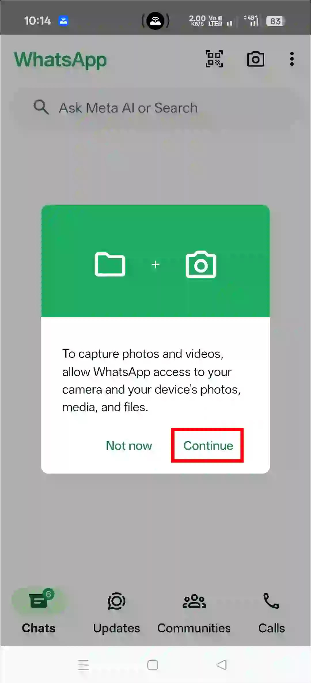 re-allow permissions for whatsapp