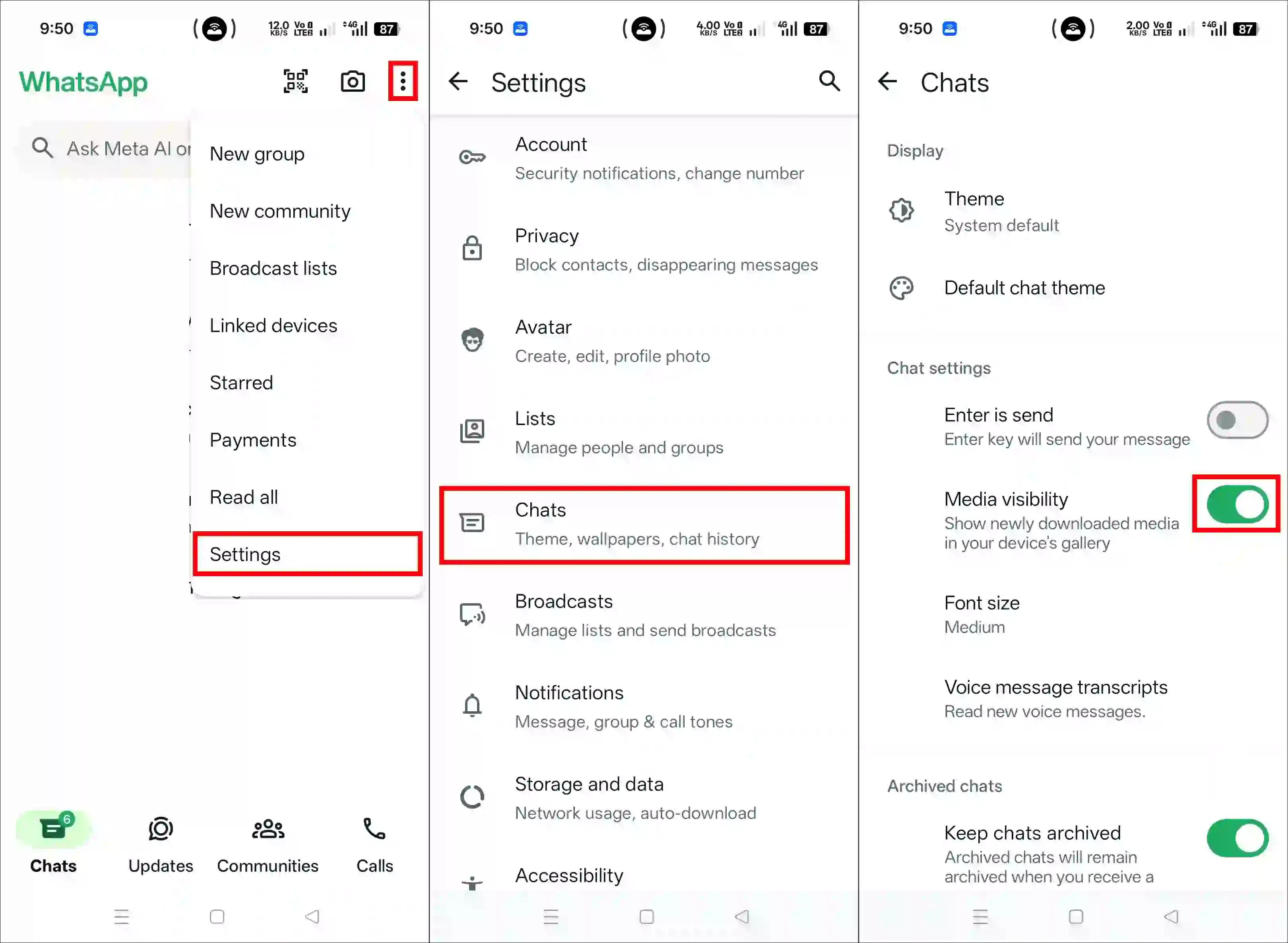 re-enable whatsapp media visibility