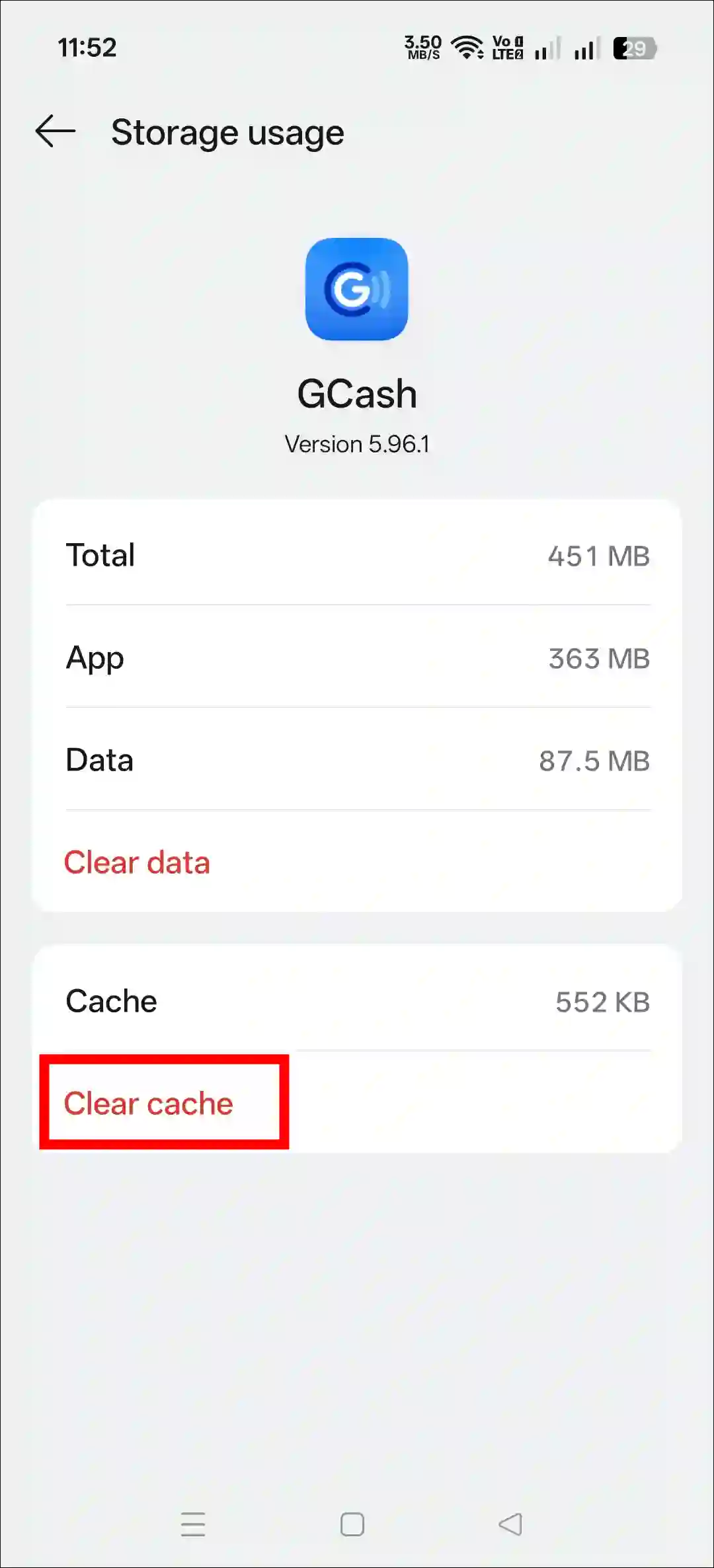 clear gcash app cache