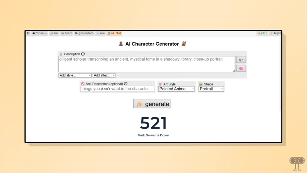 perchance ai chat error 521