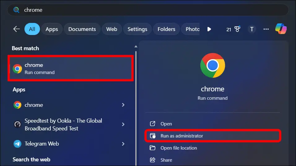 run chrome as administrator windows 11
