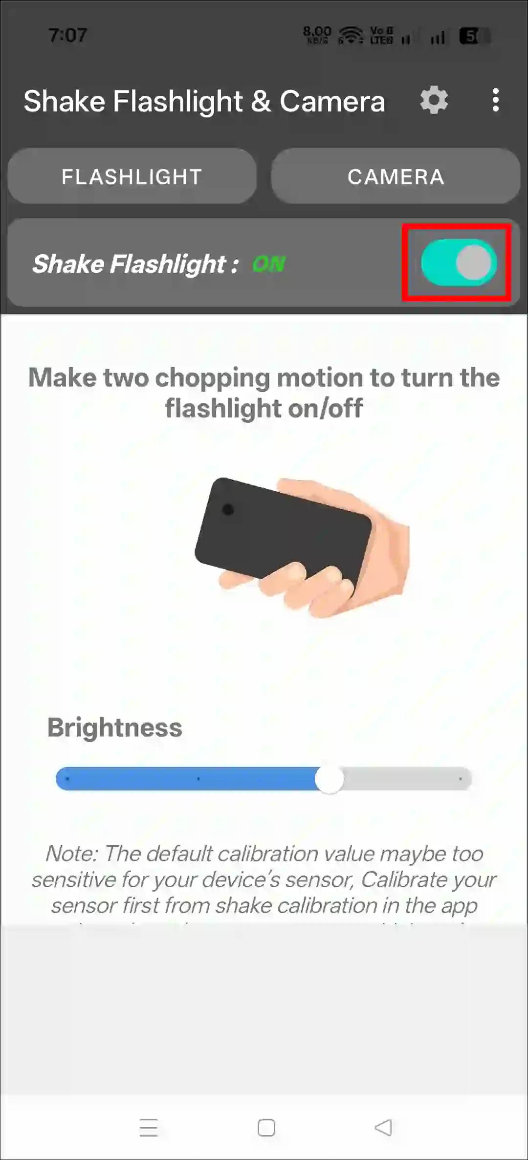 shake flashlight & camera app