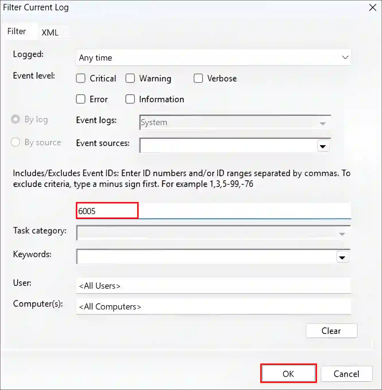 check last restart time in windows event viewer