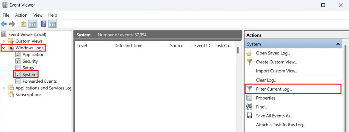 check last restart time in windows event viewer