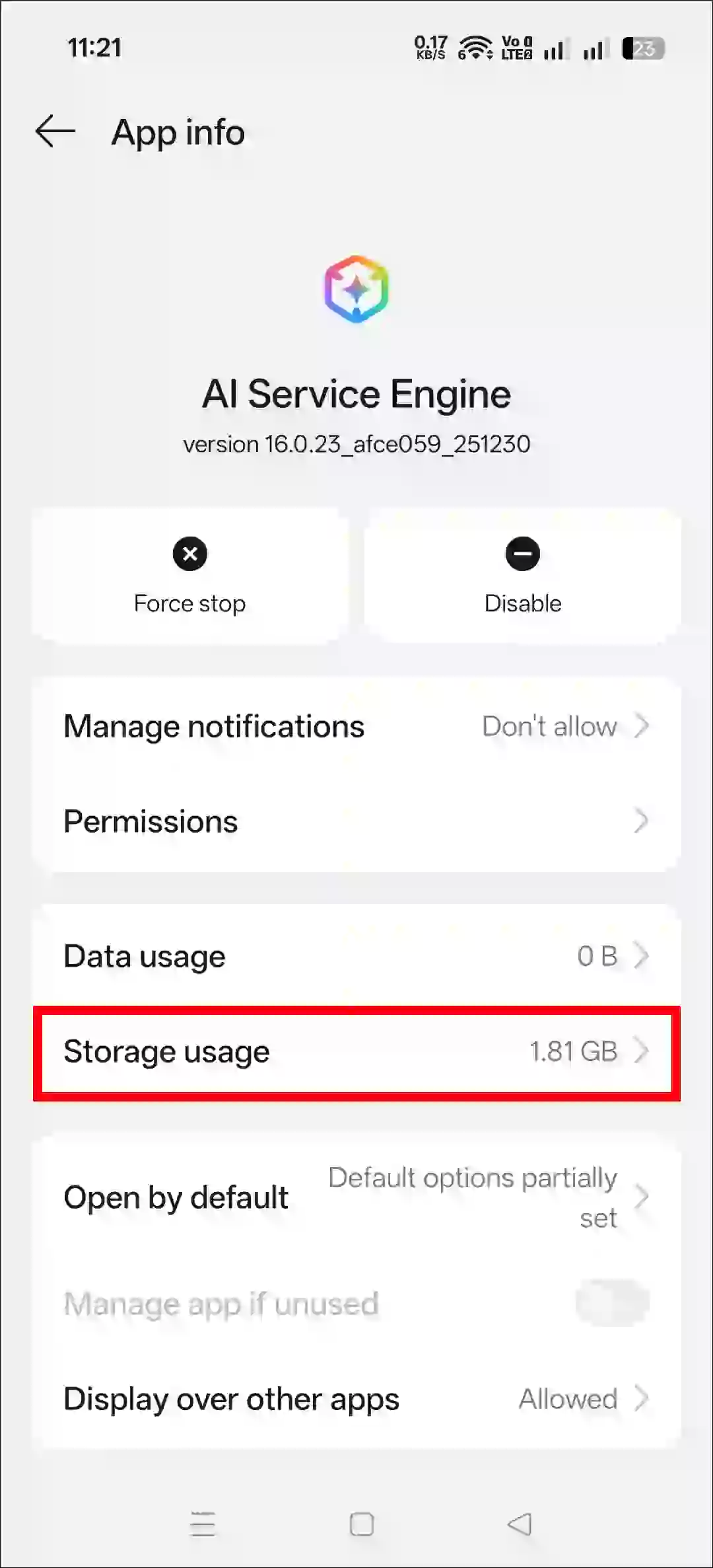 clear ai service engine cache oppo