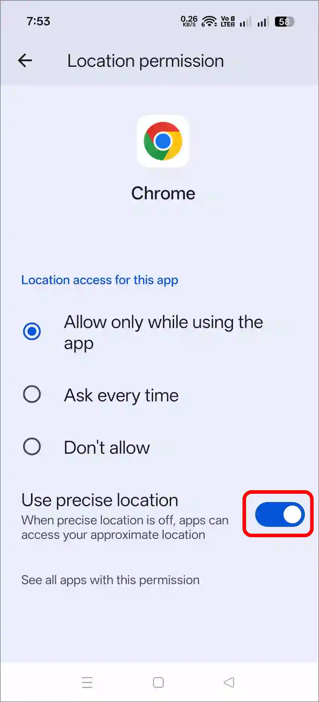 enable precise location on chrome