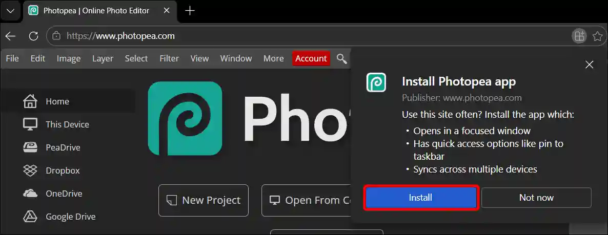 install photopea edge