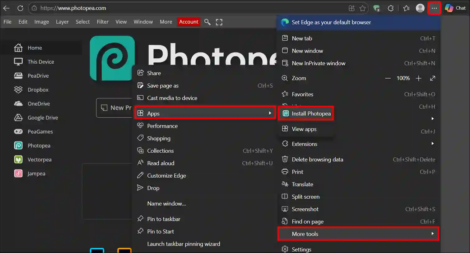 install photopea edge