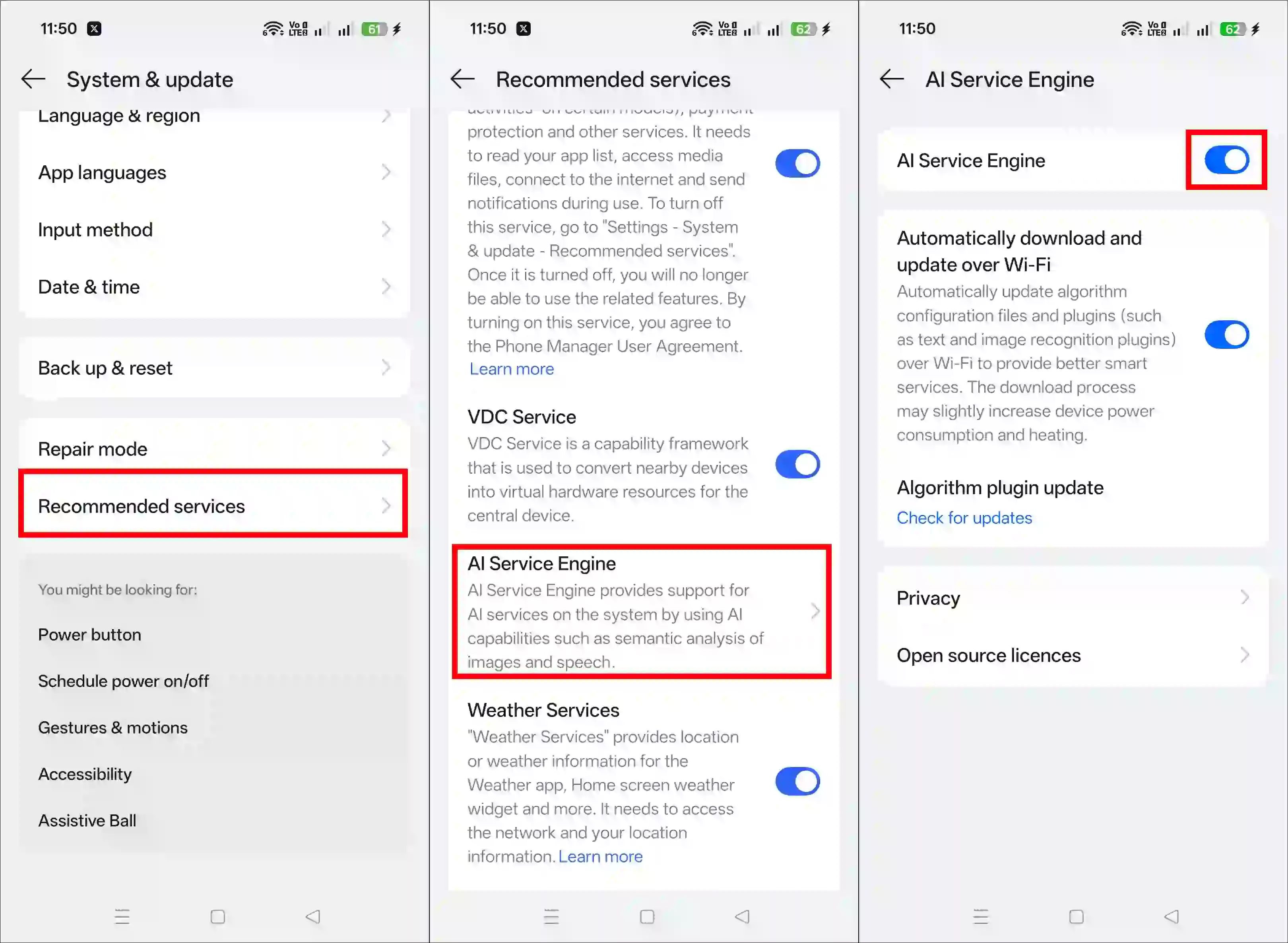 re-enable ai service engine oppo