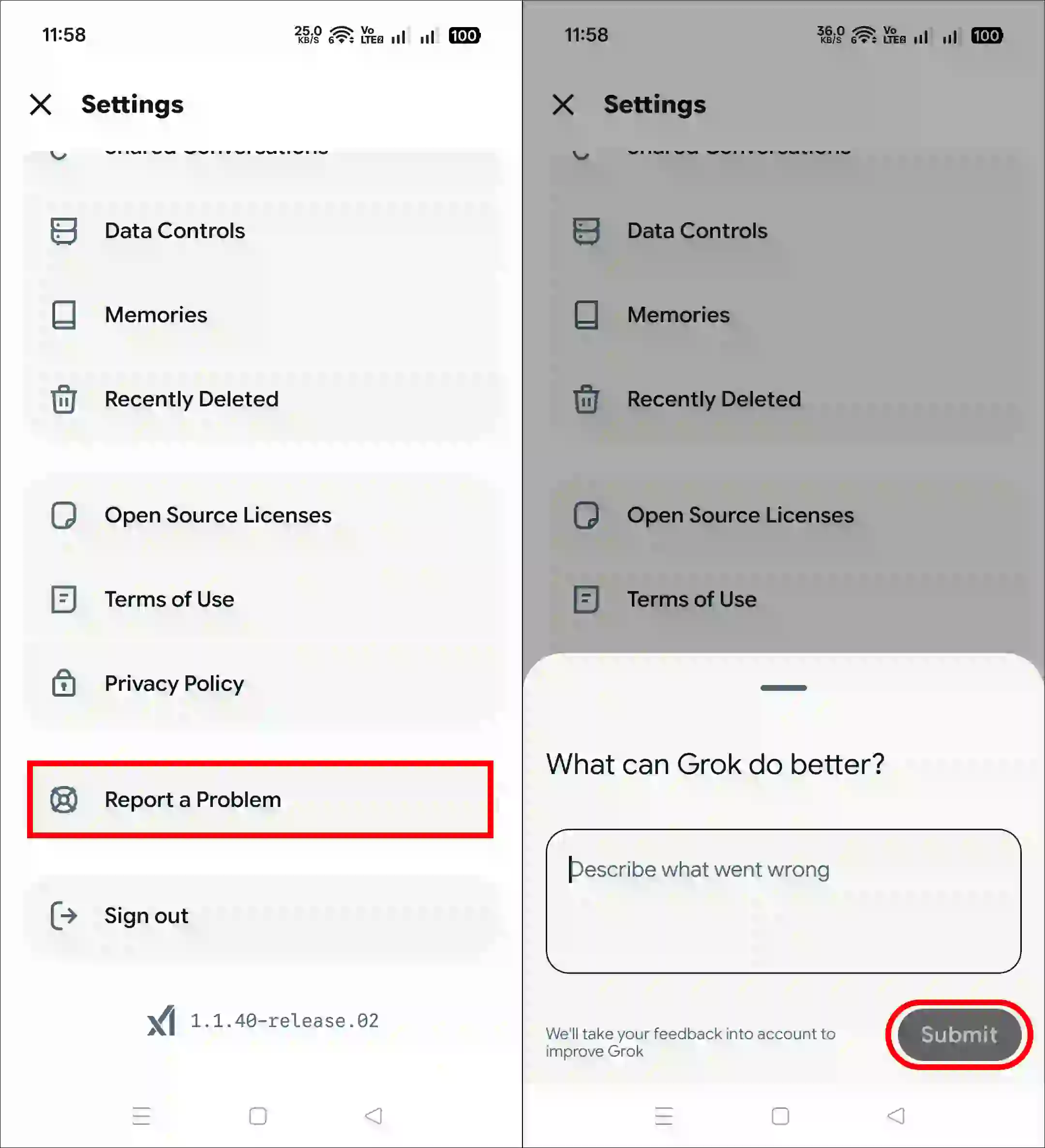 report problem on grok