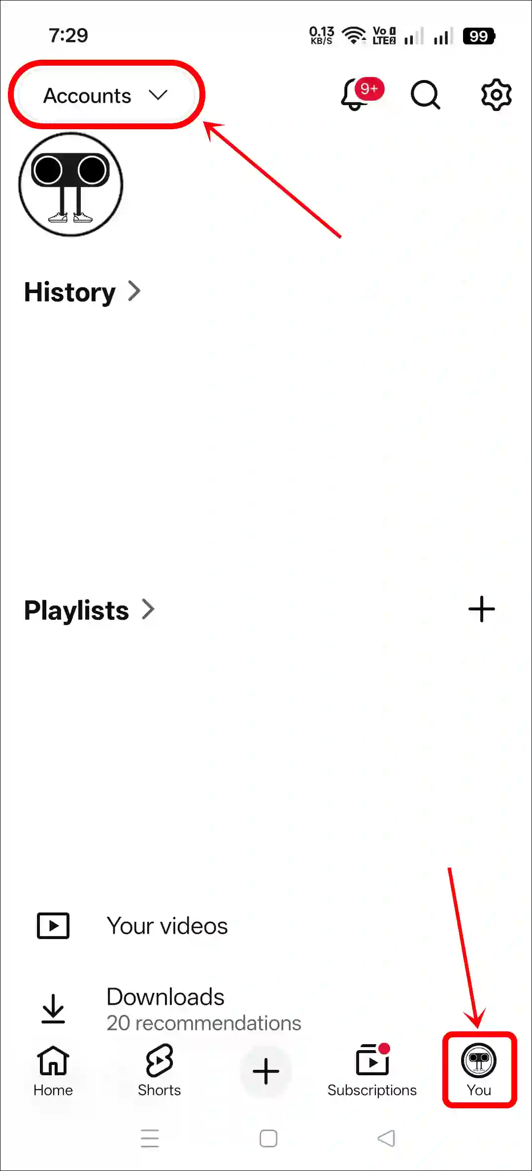turn on off incognito mode youtube app