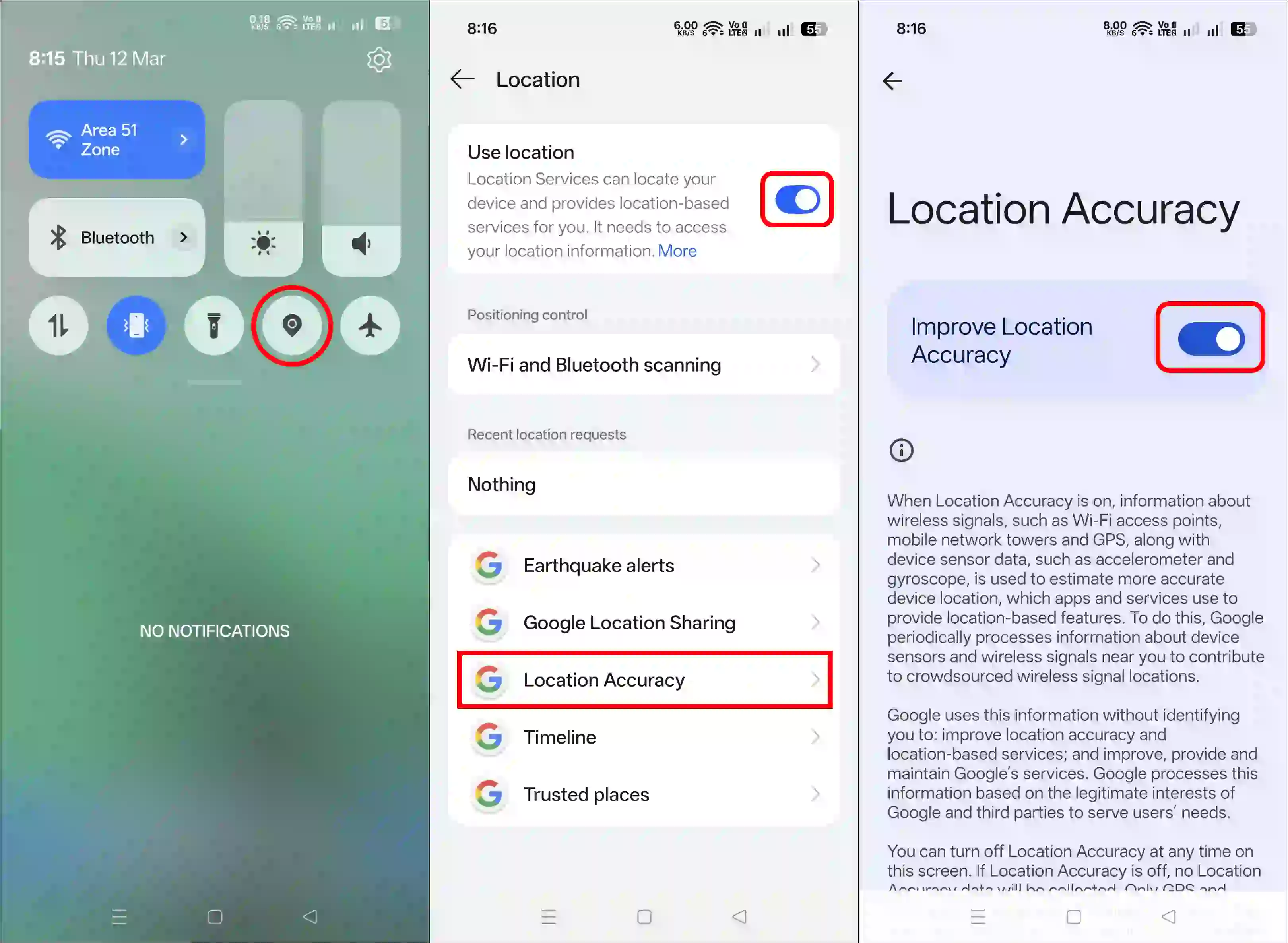 turn on precise location
