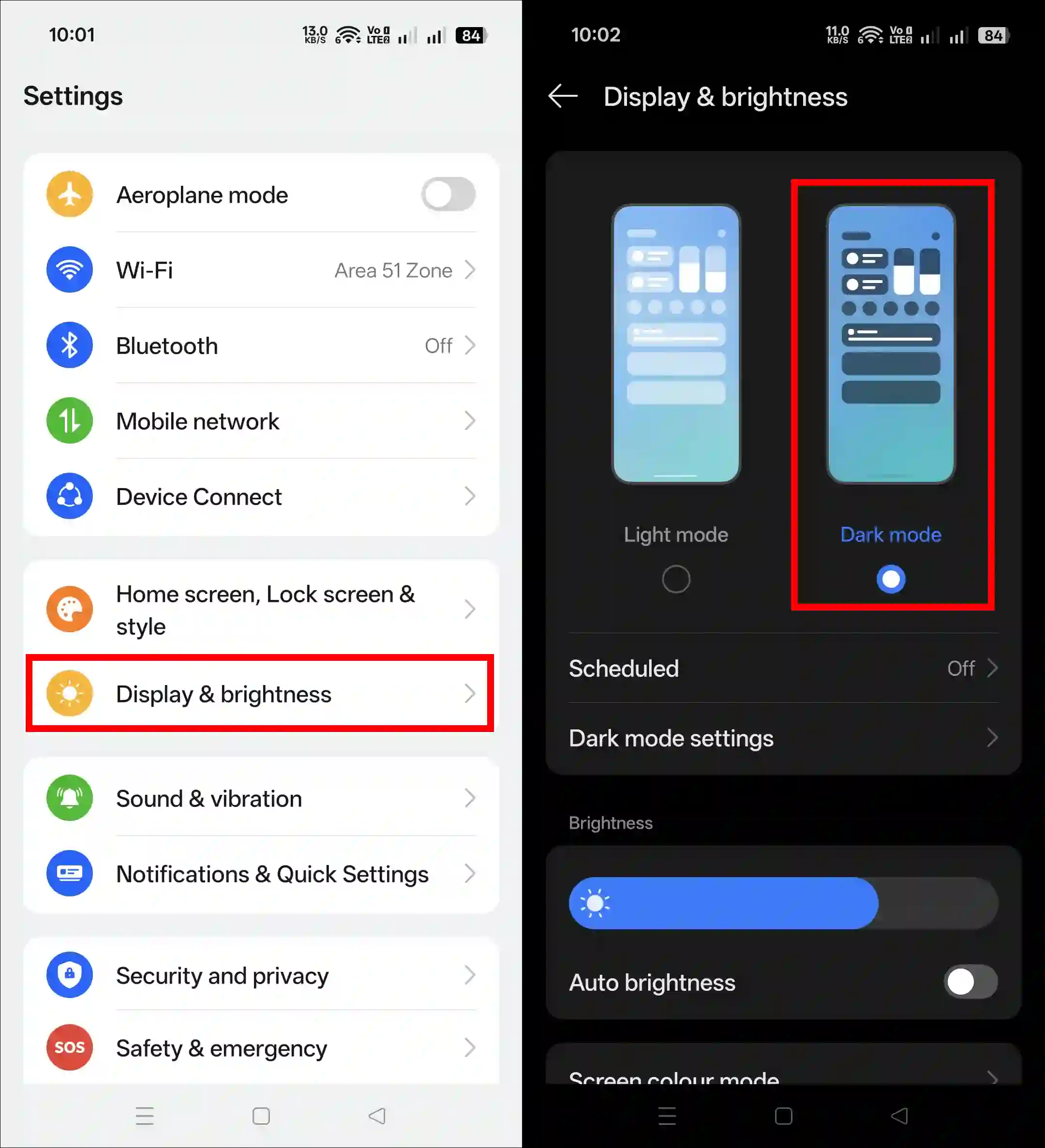 turn on x dark mode from settings