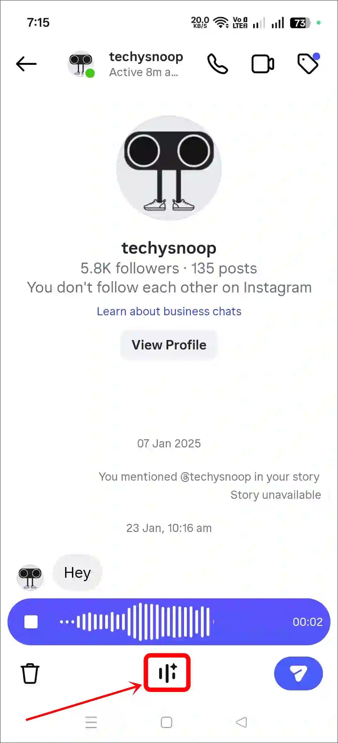Use voice effects in Instagram DMs