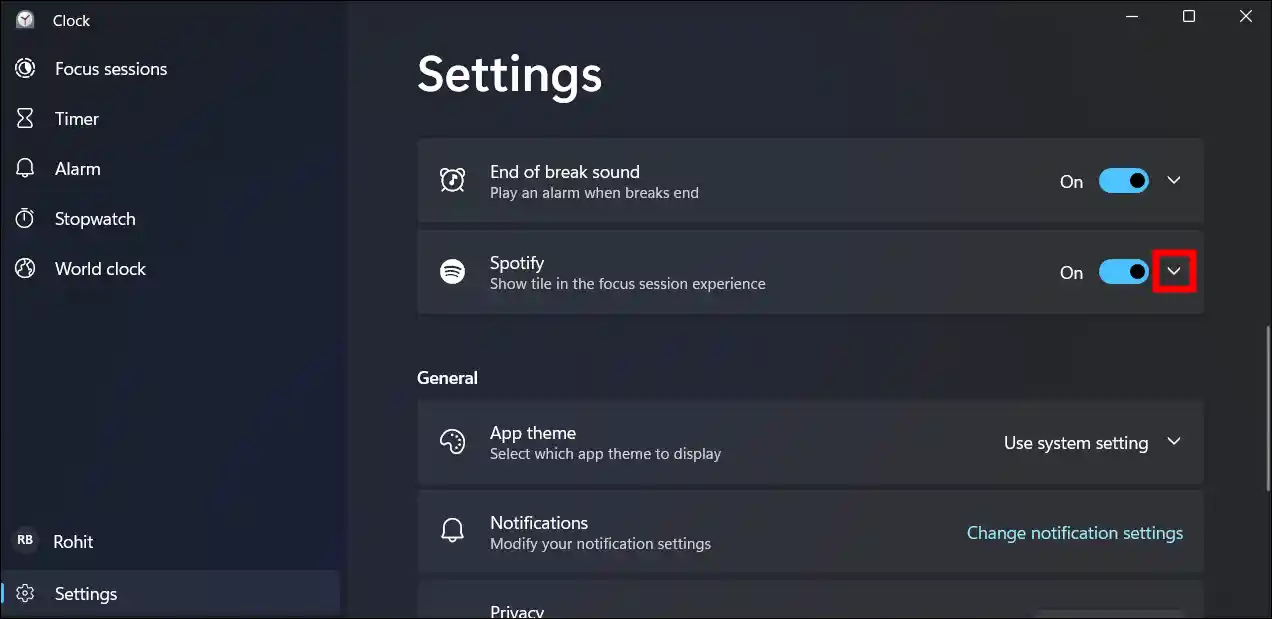 clock app settings windows 11