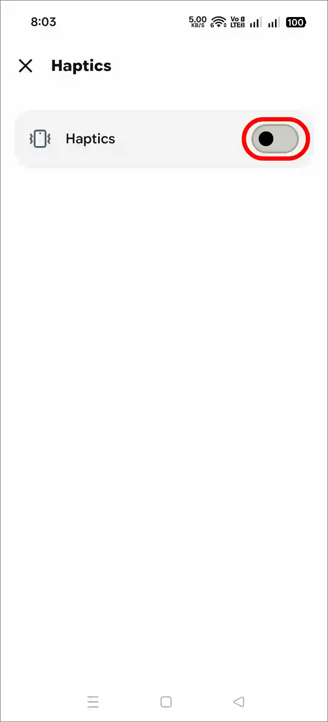 disable haptics grok app