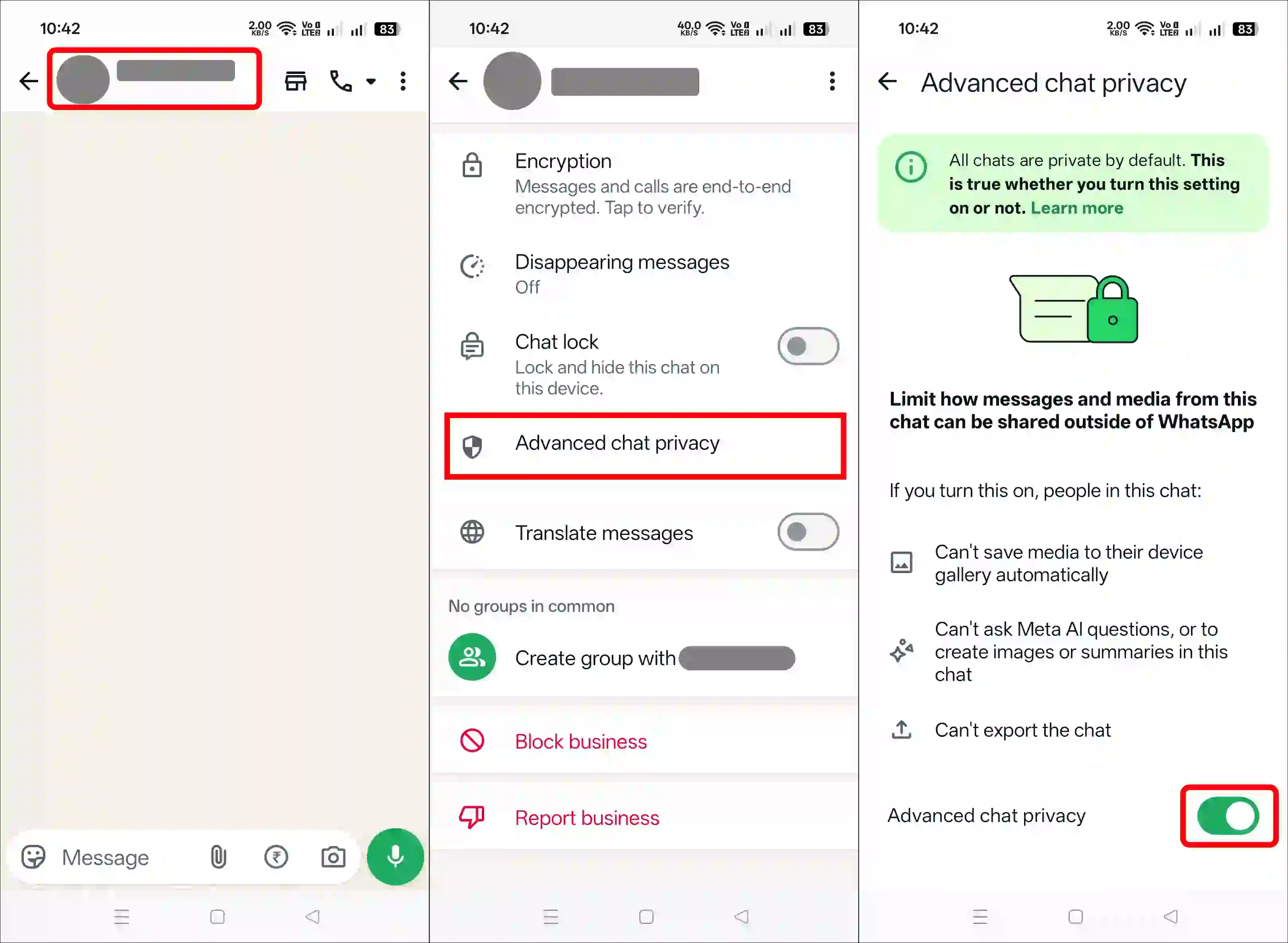 Enable advanced chat privacy in WhatsApp