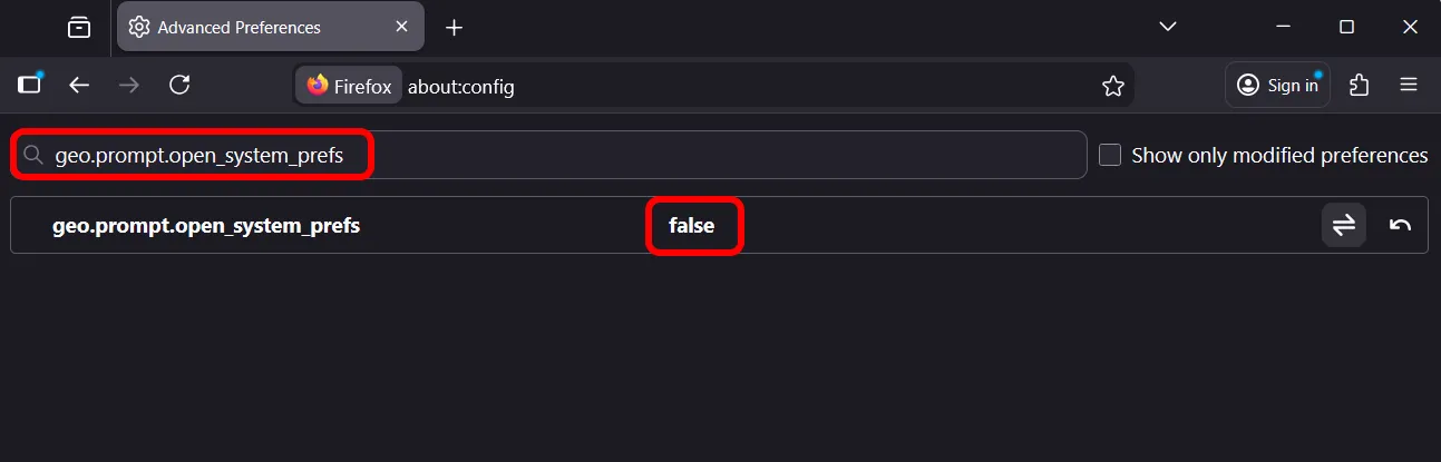 Firefox geo.prompt.open_system_prefs