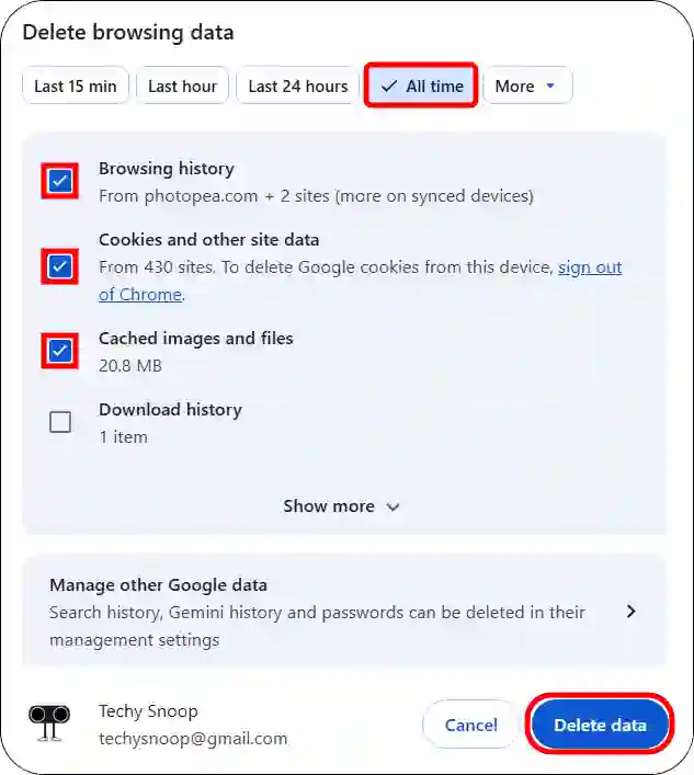 clear browser data cache cookies