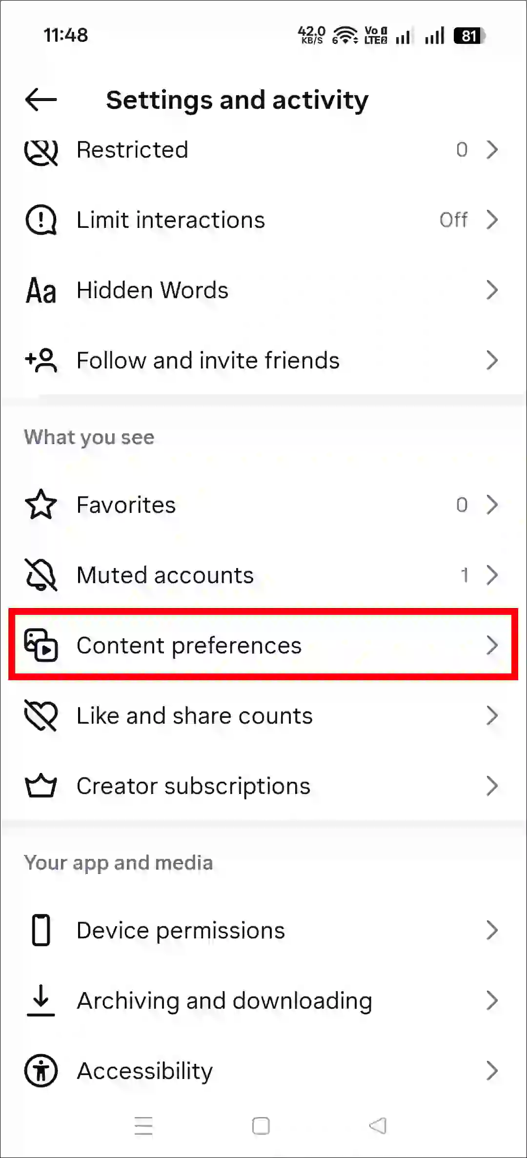 disable instant in instagram