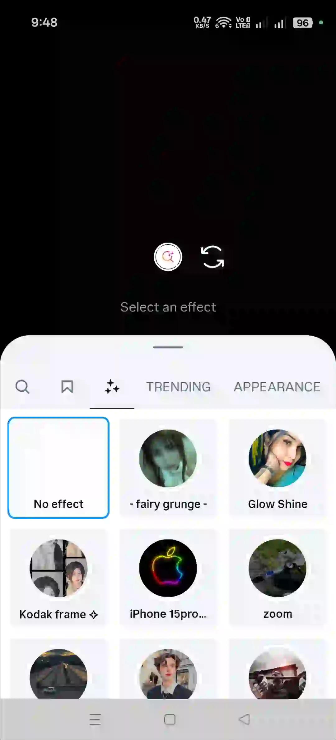 find new effect in ig camera