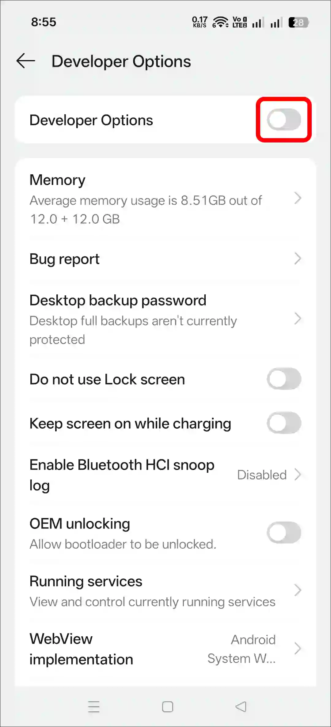 turn off developer options oppo