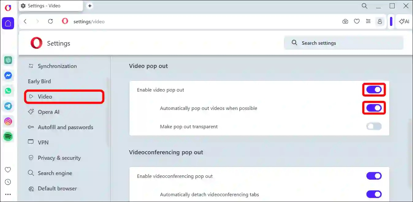 Turn On Video Pop Out in Opera, Enable picture-in-picture on Opera