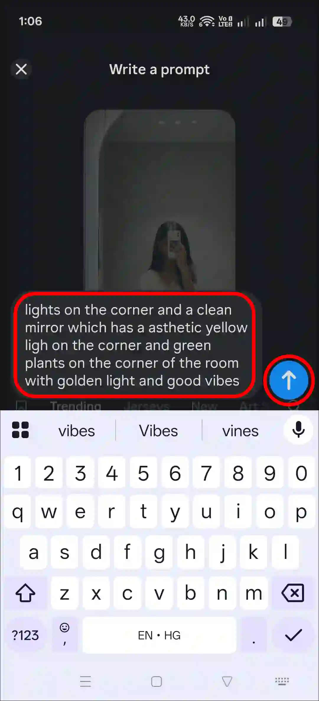 mirror selfie led light glow