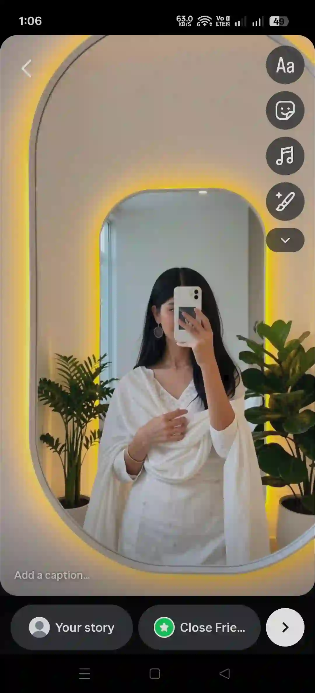 mirror selfie led light glow