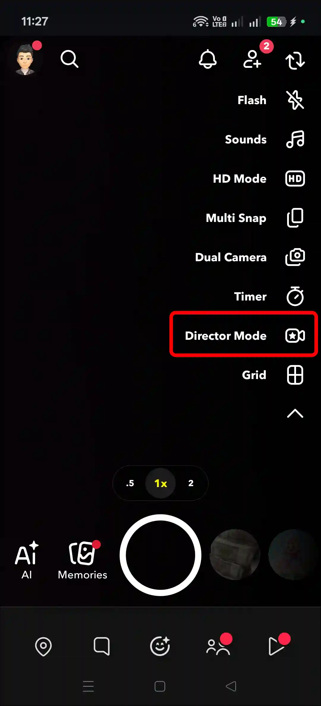 snapchat director mode