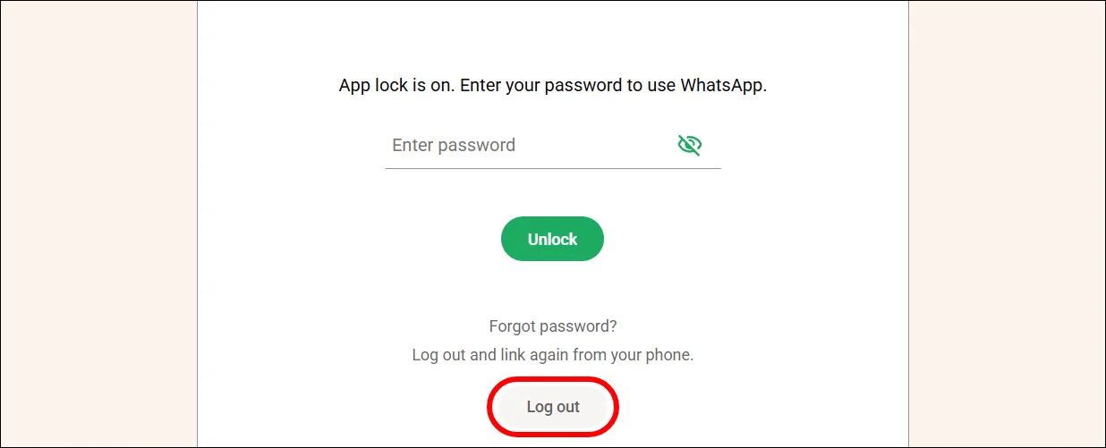 whatsapp web lock logout