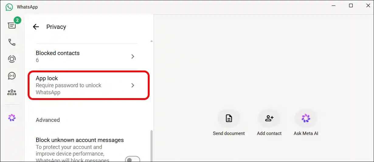 whatsapp web lock pc
