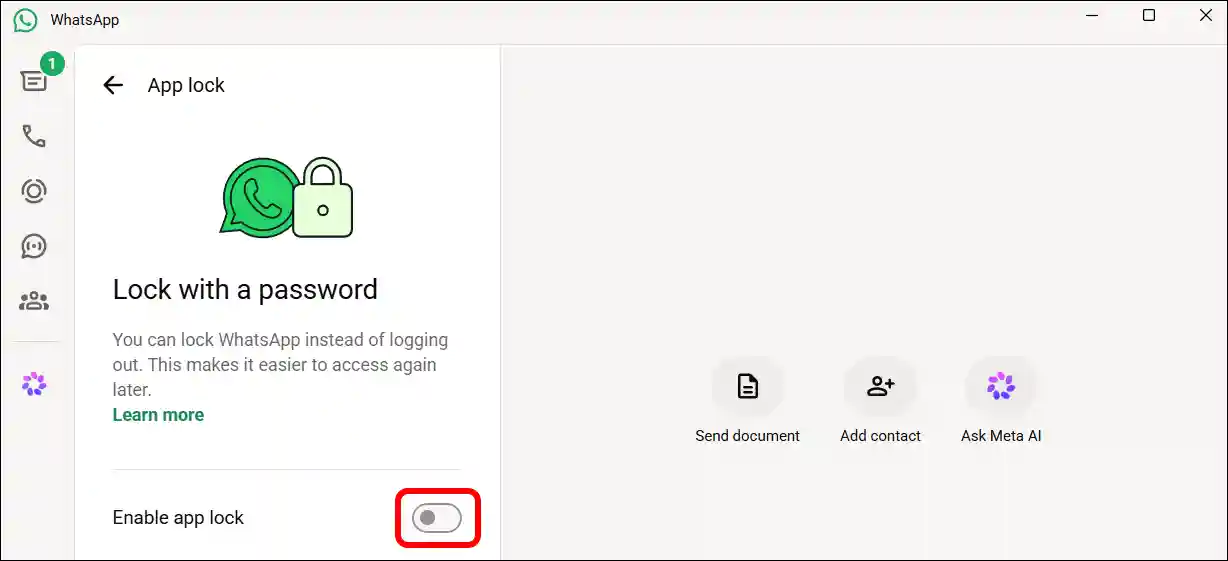 whatsapp web lock pc